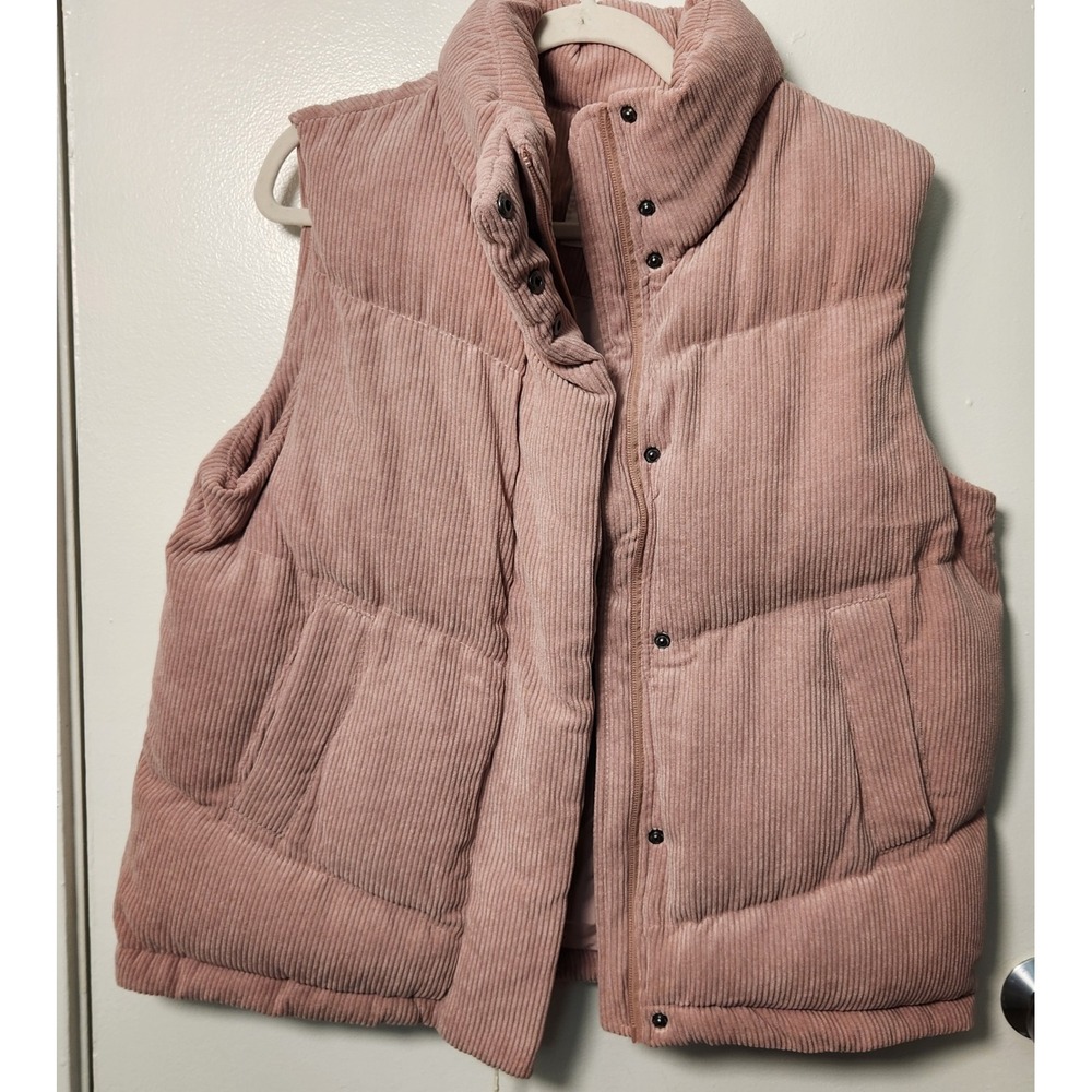 Liv Outdoor Dusty Rose Pink Corduroy Puffer Vest NWT Large Pockets Cinch‎ Waist